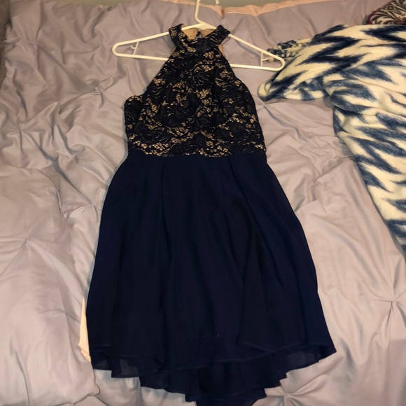 navy blue and cream dresses